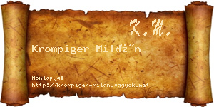 Krompiger Milán névjegykártya
